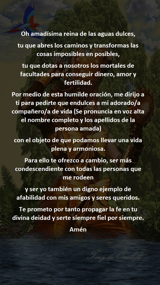 Oración a Oshun para endulzar
