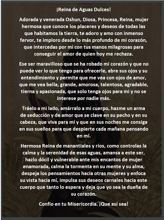 oración a Oshun para seducir y enamorar